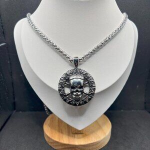Viking Skull Double Chain Necklace